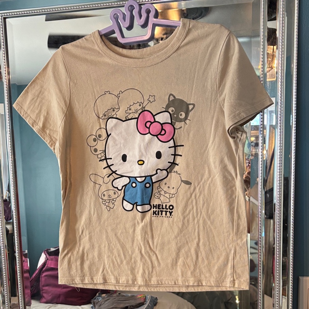 Hello Kitty Beige Kids T-Shirt with Pink Bow